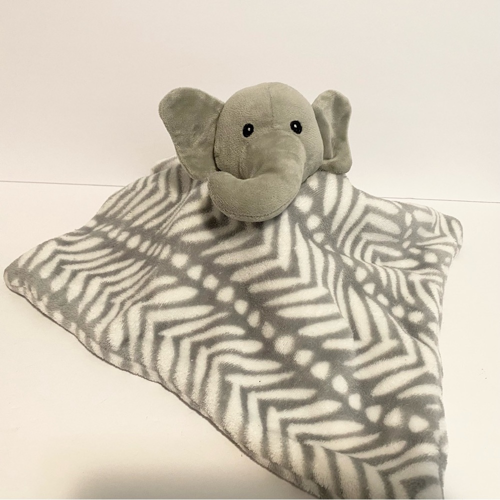 Lila & Jack Elephant Gray White Stripe Baby Security Blanket Lovey
